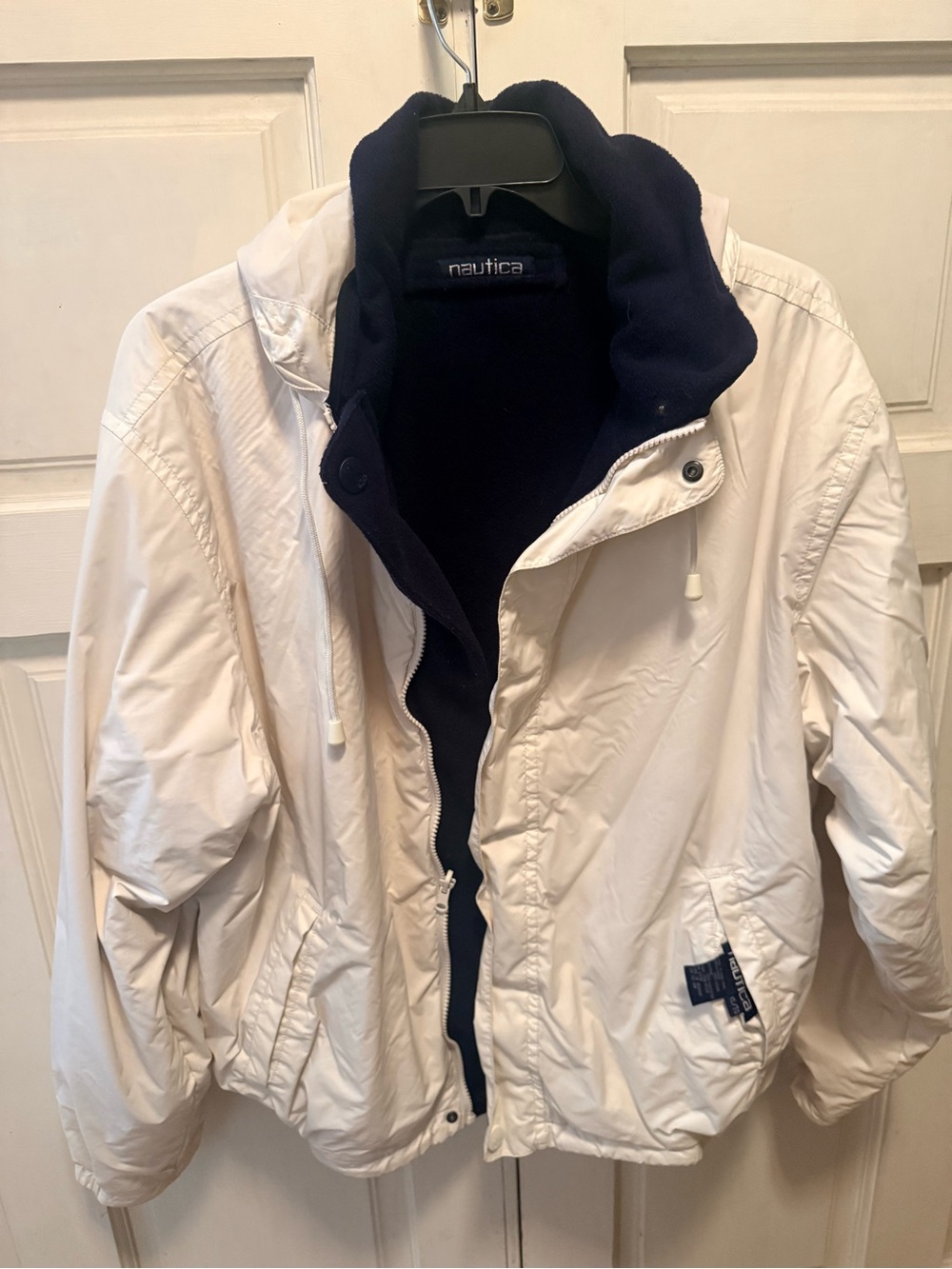 Nautica Reversible White and Navy Fleece Jacket Men’s XL